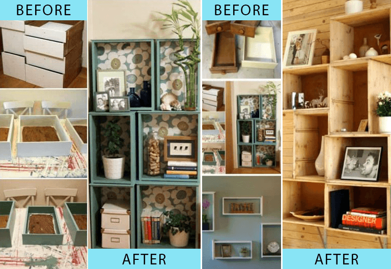 Turning drawers into shelves DIY craft