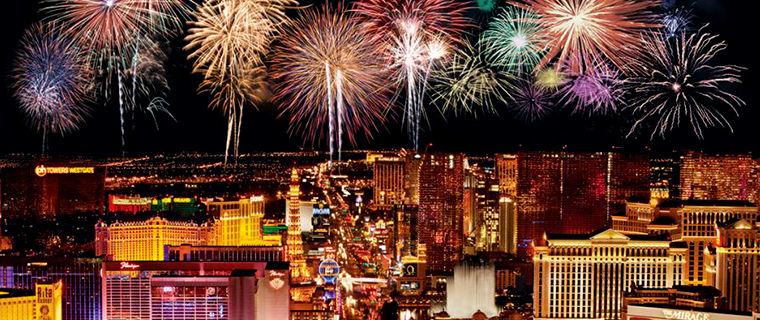 Iconic NYE fireworks over the Las Vegas Strip